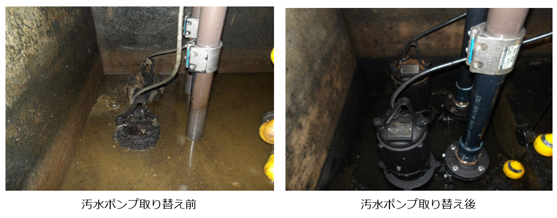 汚水ポンプ取り替え前後